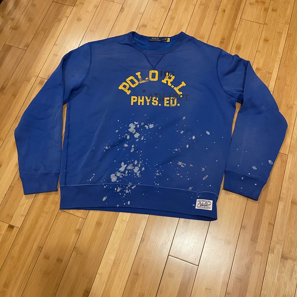 Large Blue Polo Ralph Lauren Crew Neck Sweatshirt. Worn Once. Excellent conditio
